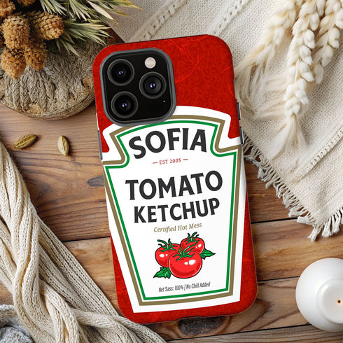 Personalized Tomato Hot Ketchup Bottle iPhone Case